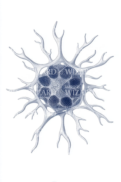 Blue Radiolarian Cell Tattoo Illustration