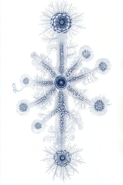 Blue Radiolarian Cross Tattoo Illustration