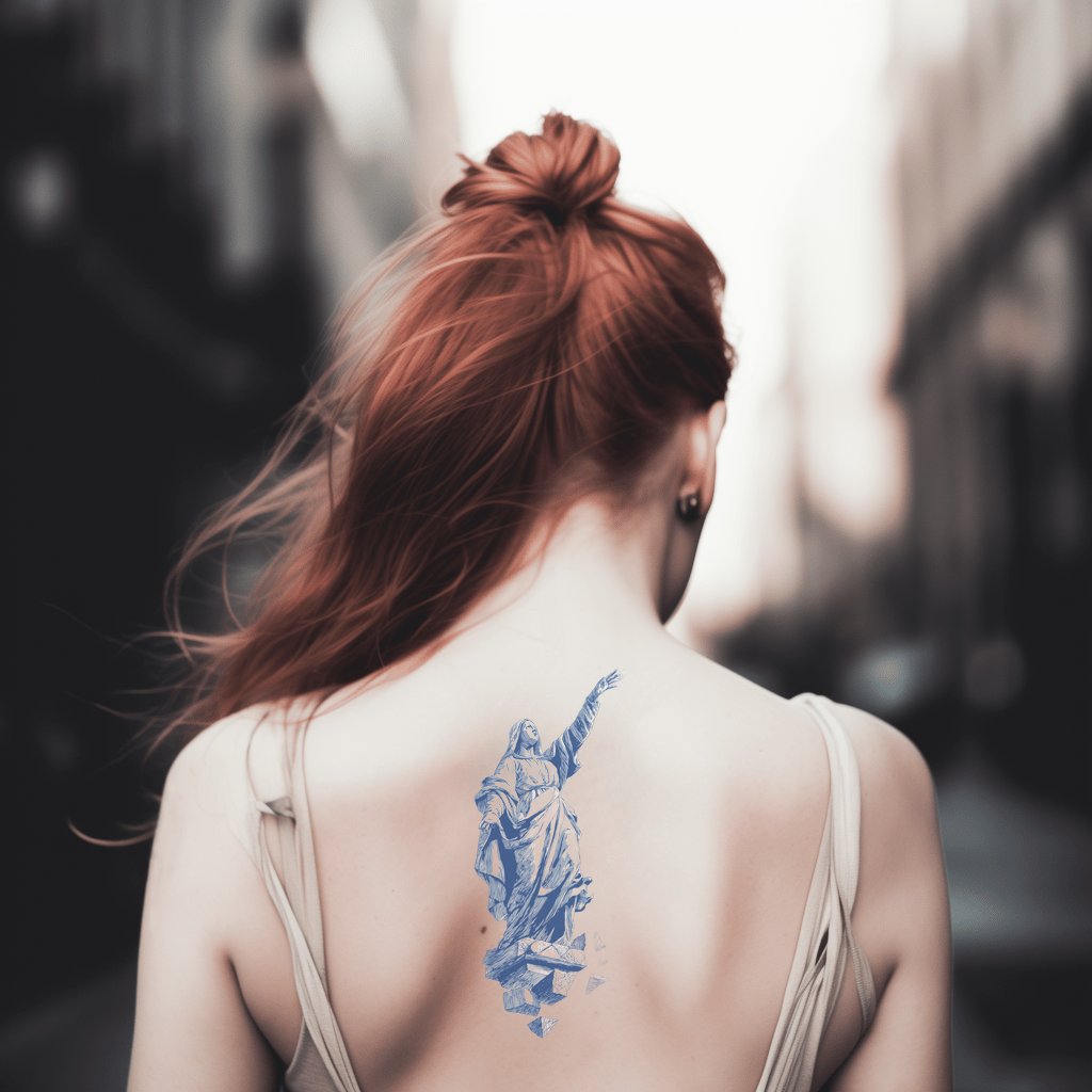 Blue Saint Prayer Tattoo Illustration
