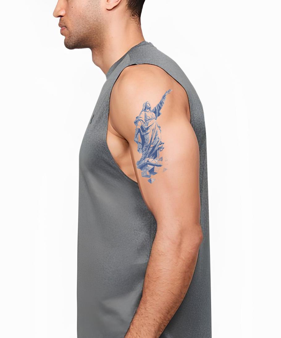 Blue Saint Prayer Tattoo Illustration
