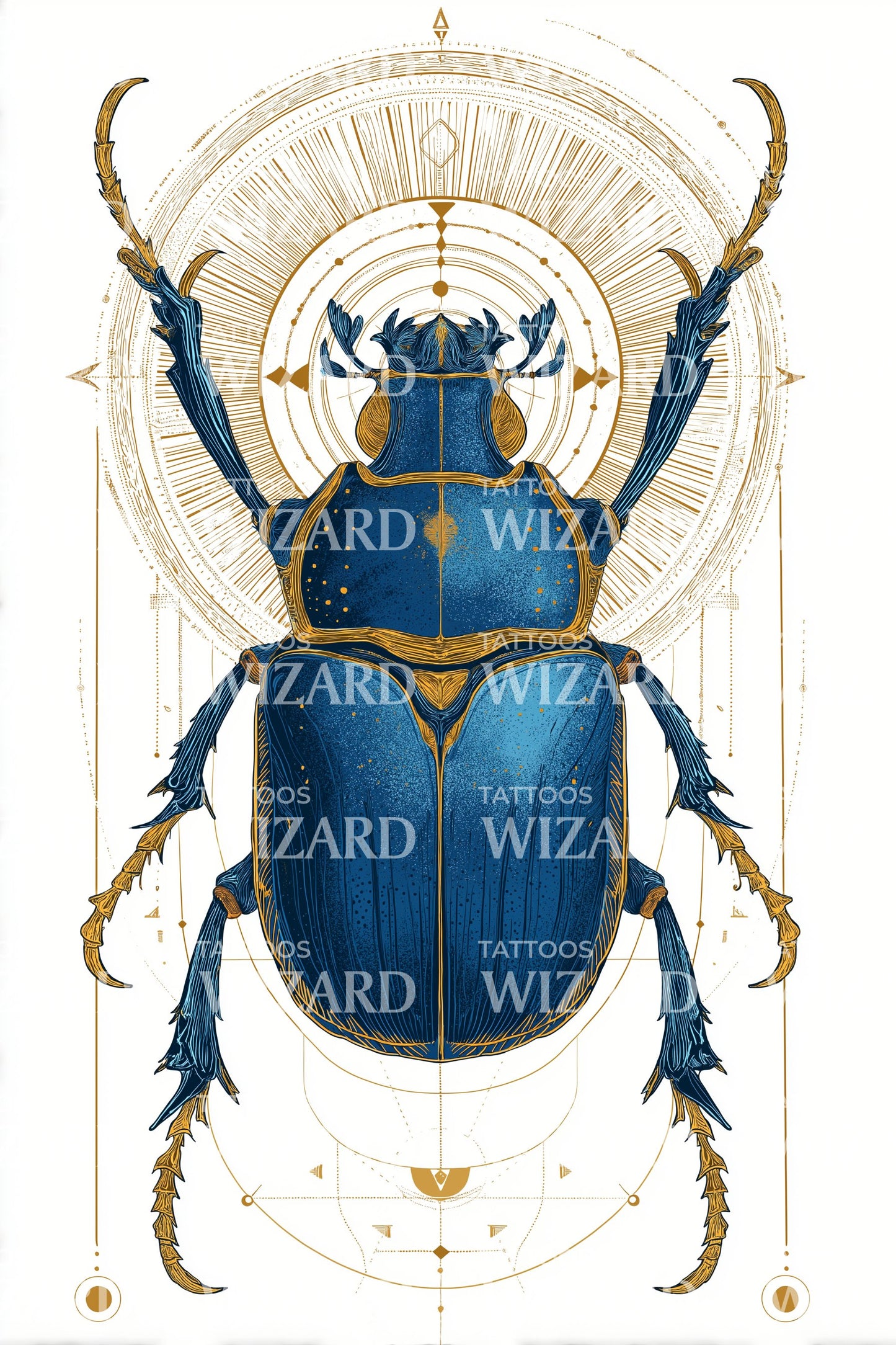 Blue Scarab Halo Tattoo Design