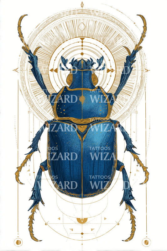 Blue Scarab Halo Tattoo Design