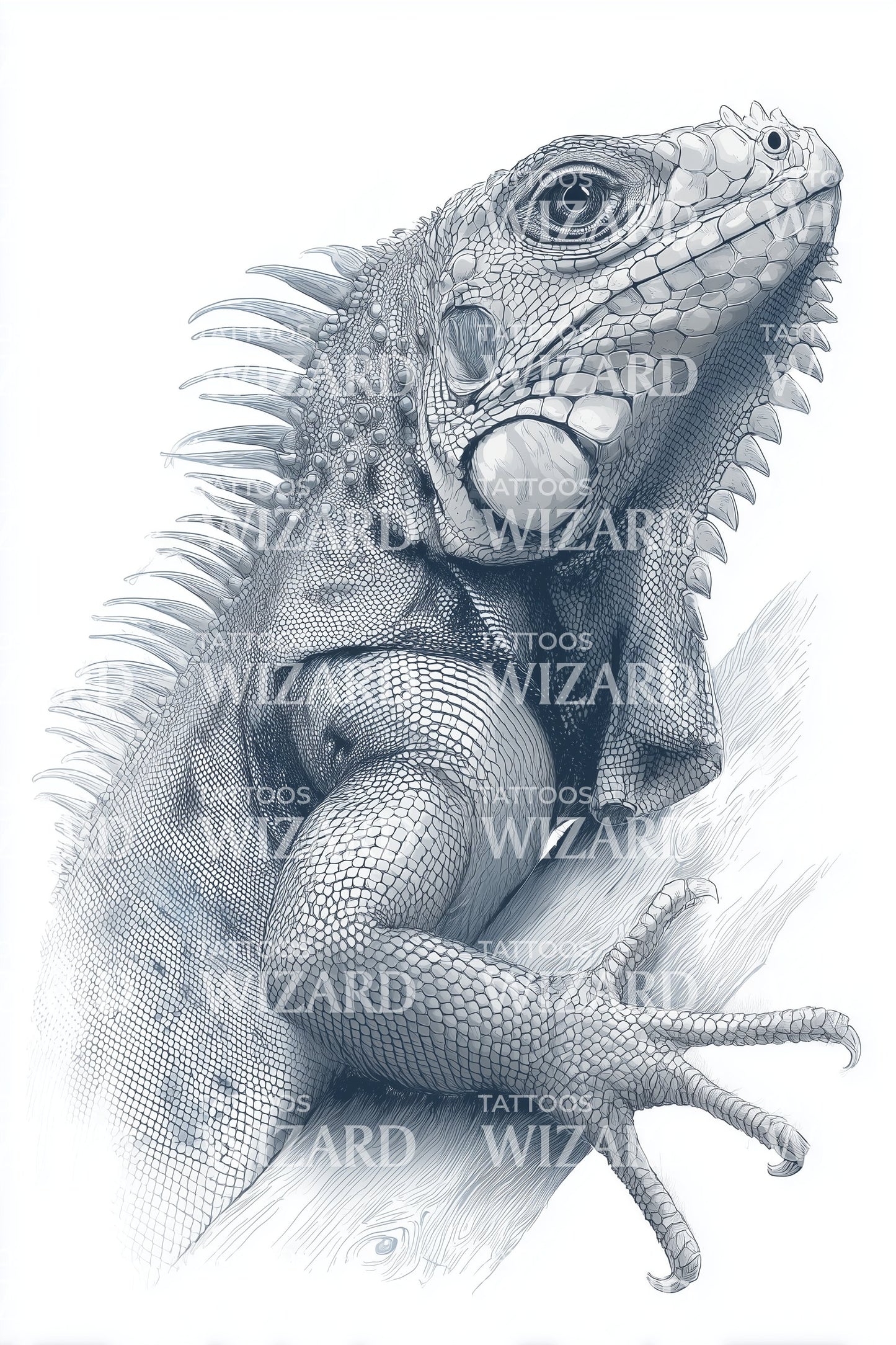 Blue Shaded Iguana Tattoo Design