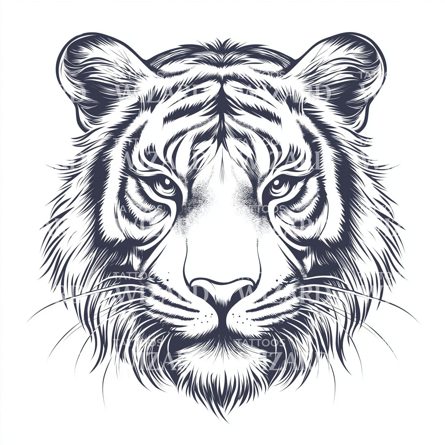 Blue Sketch Tiger Tattoo Illustration