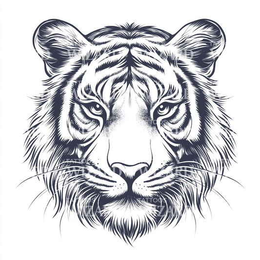 Blue Sketch Tiger Tattoo Illustration