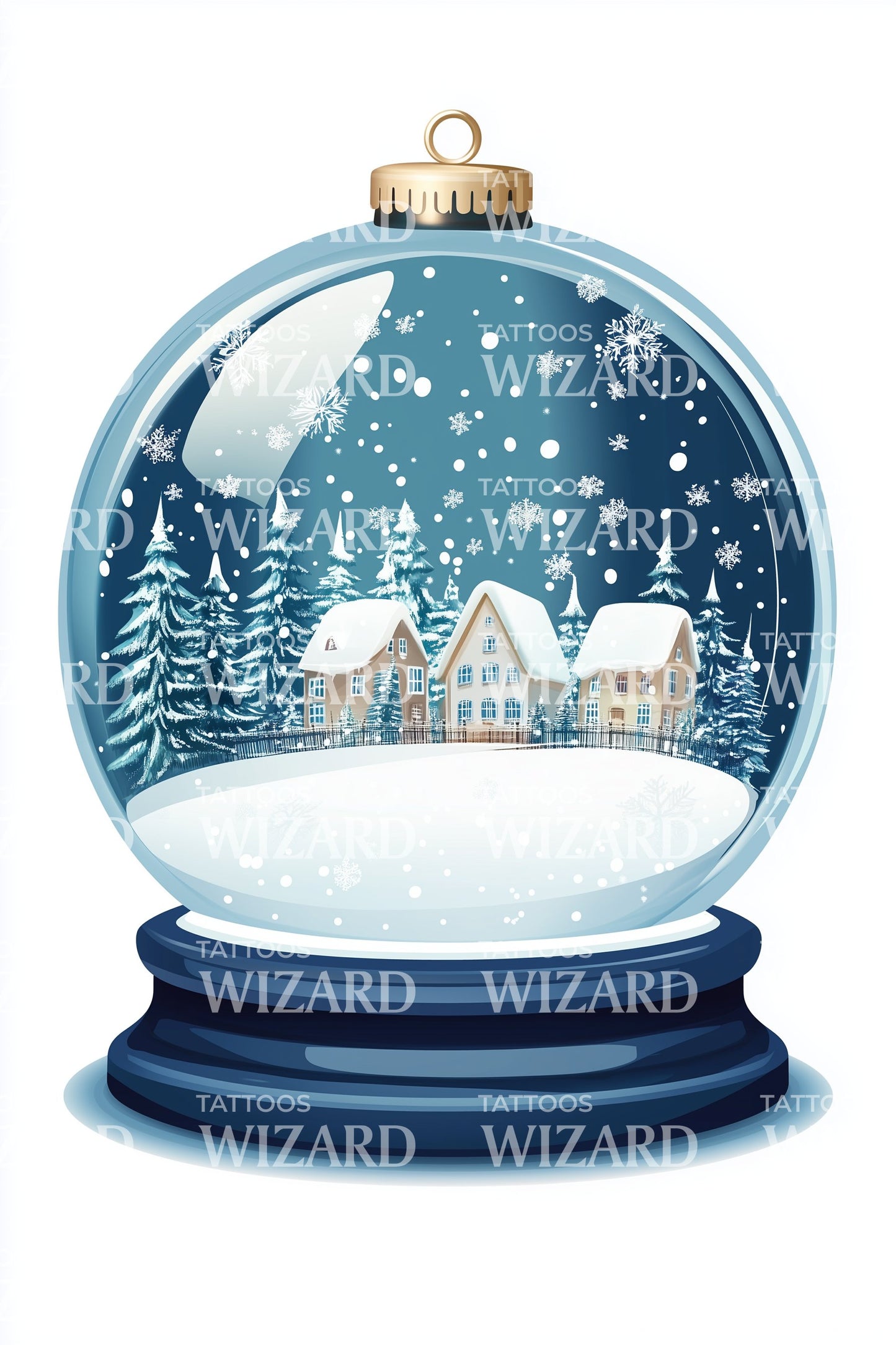 Blue Snowglobe Tattoo Illustration