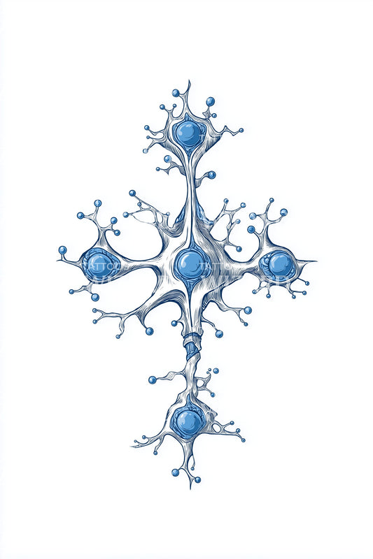 Blue Synapse Cross Tattoo Idea