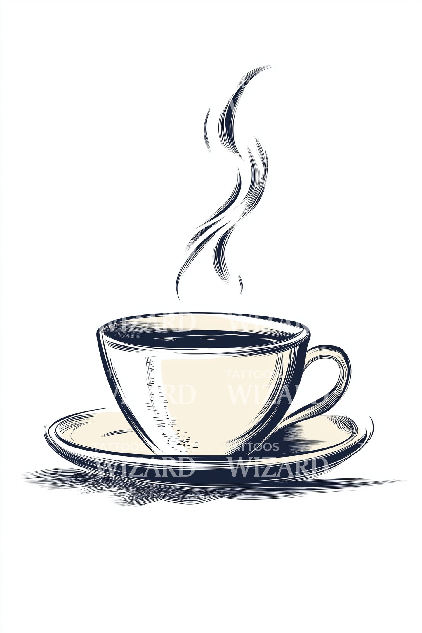 Blue Teacup Steam Tattoo Design