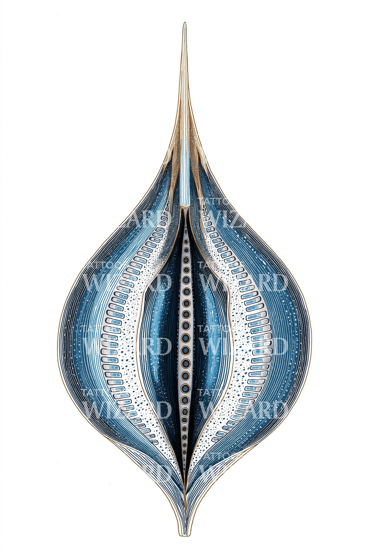 Blue Thorn Pod Tattoo Illustration