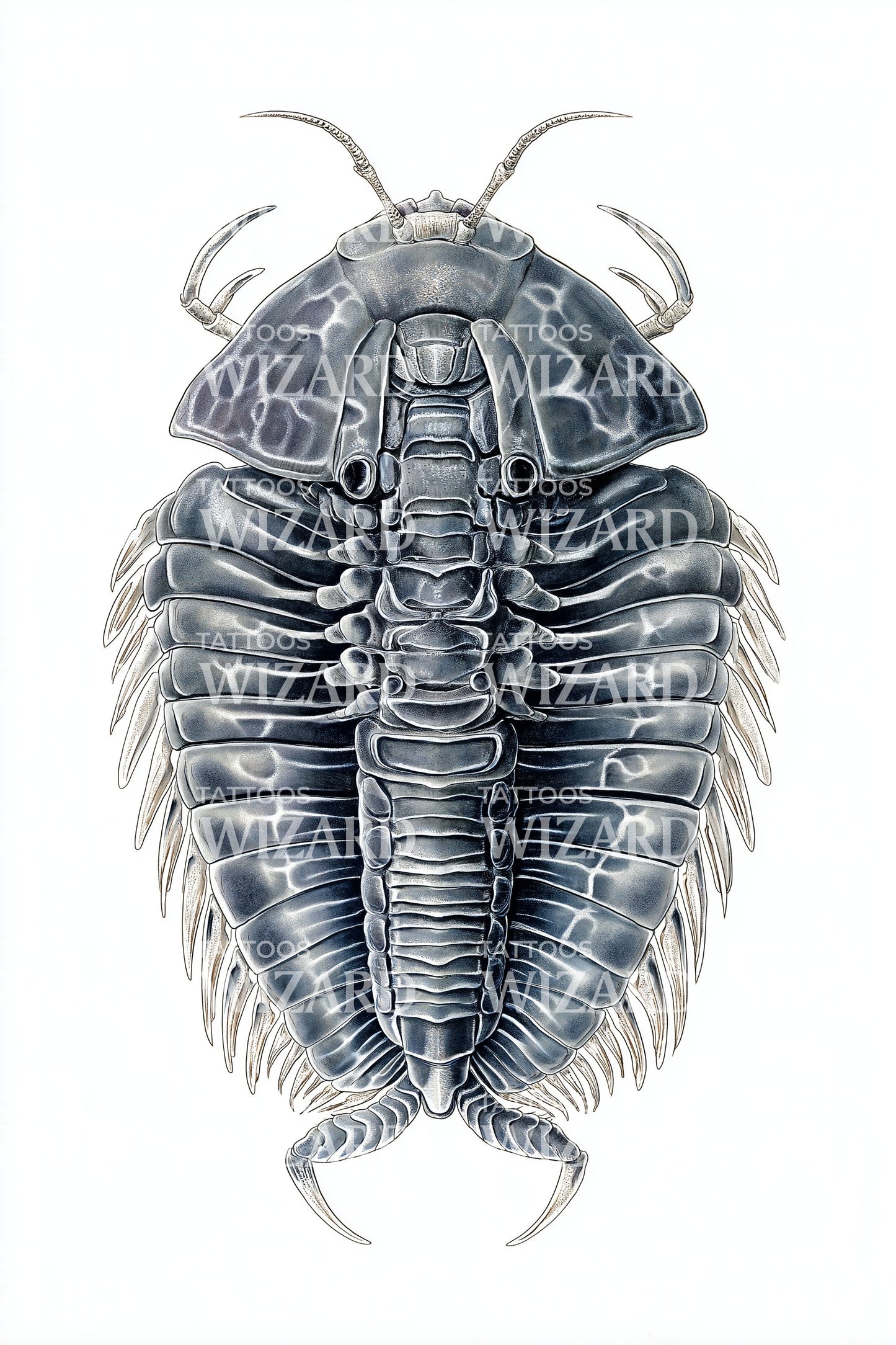 Blue Trilobite Fossil Tattoo Illustration