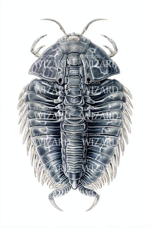 Blue Trilobite Fossil Tattoo Illustration