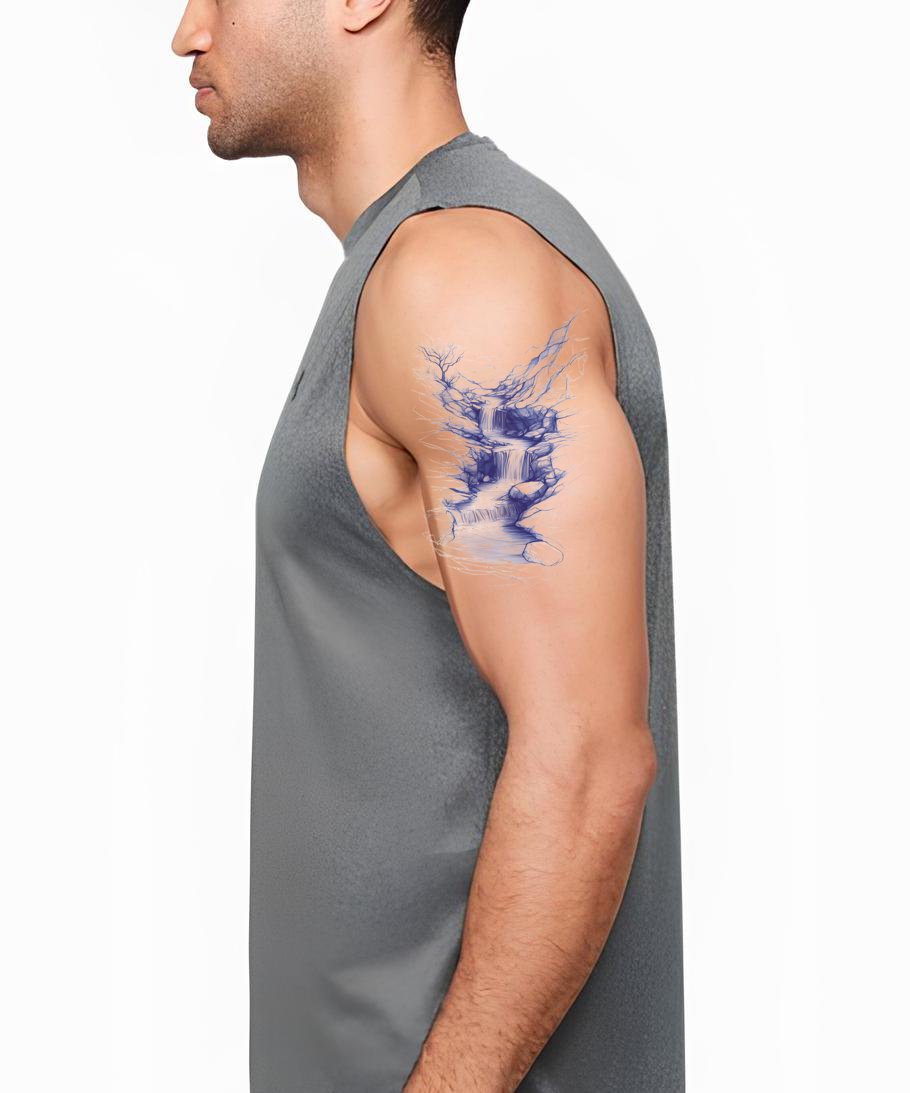 Blue Waterfall Tattoo Design