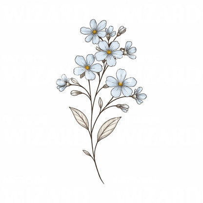 Blue Wildflower Bouquet Tattoo Design