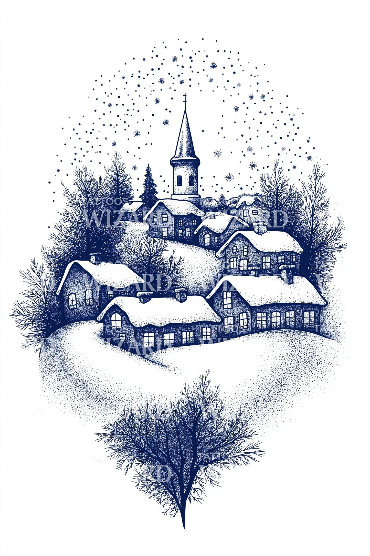 Blue Winter Chapel Hills Tattoo Design