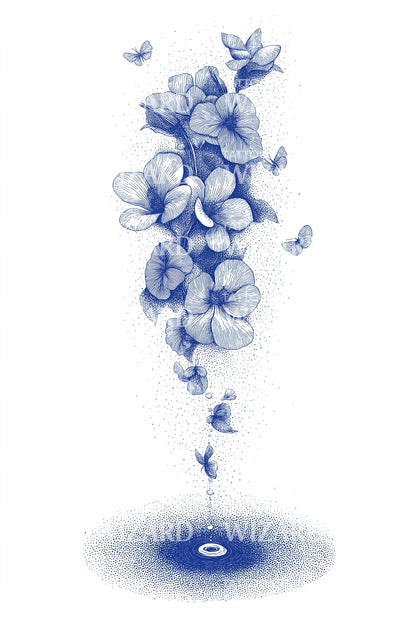 Blue Wisteria Tattoo Illustration