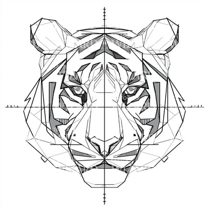 Blueprint Tiger Geometry Tattoo Illustration