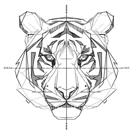 Blueprint Tiger Geometry Tattoo Illustration