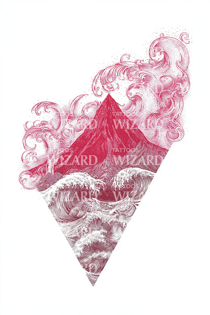 Blush Mountain Wave Tattoo Illustration