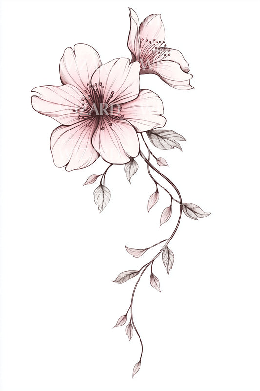 Blush Petal Duo Tattoo Illustration