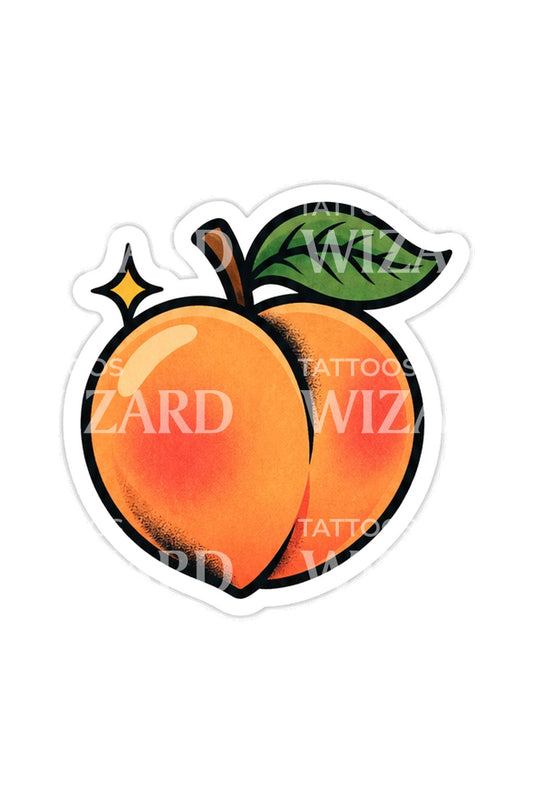 Blushing Peach with Leaf Sticker Tattoo Idea