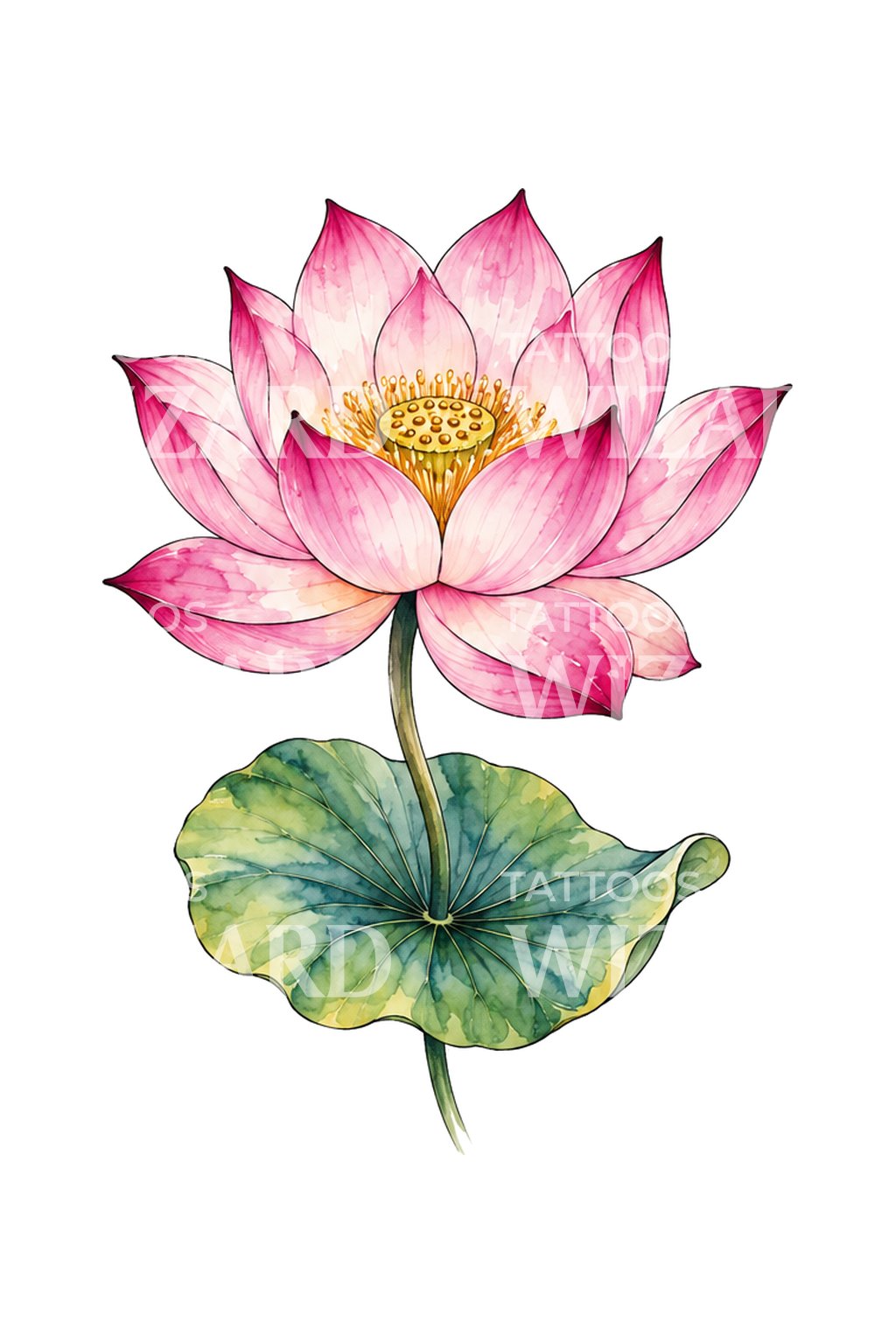 Tatouage aquarelle de lotus rose poudré