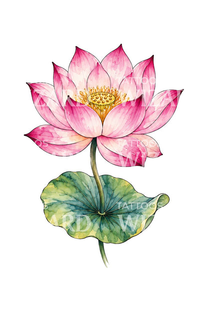 Tatouage aquarelle de lotus rose poudré