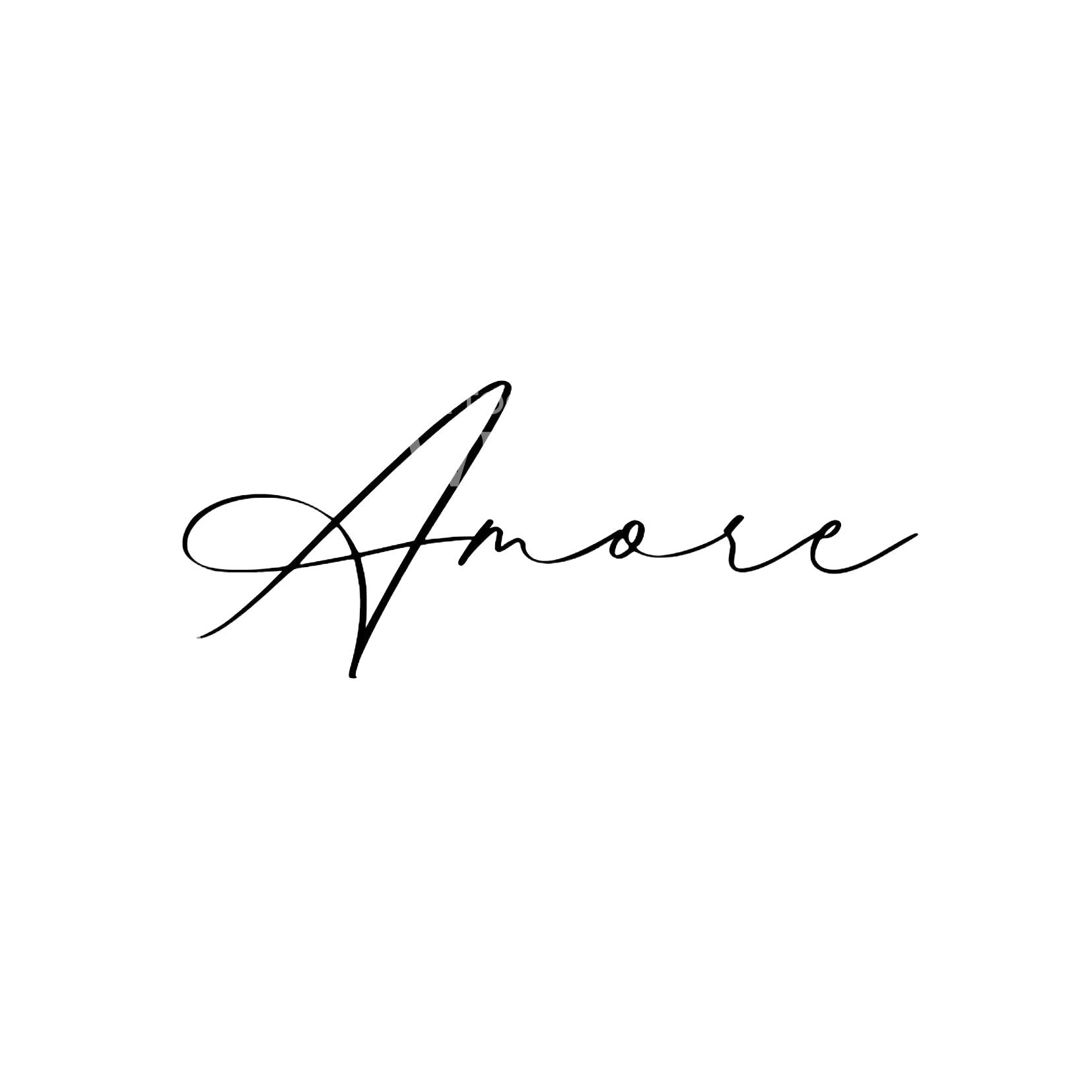Amore Writing Amore Fineline Lettering Tattoo Design – Tattoos Wizard Designs