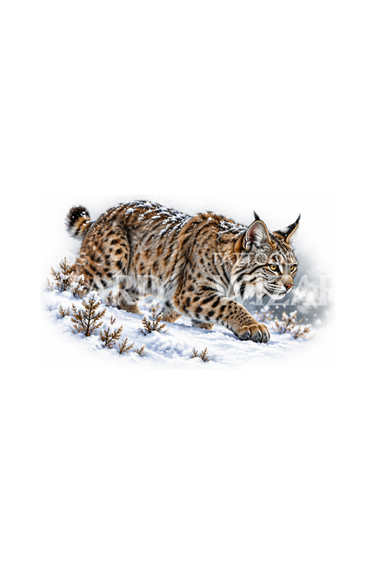 Ελληνικά: Bobcat in Snow Tattoo Design