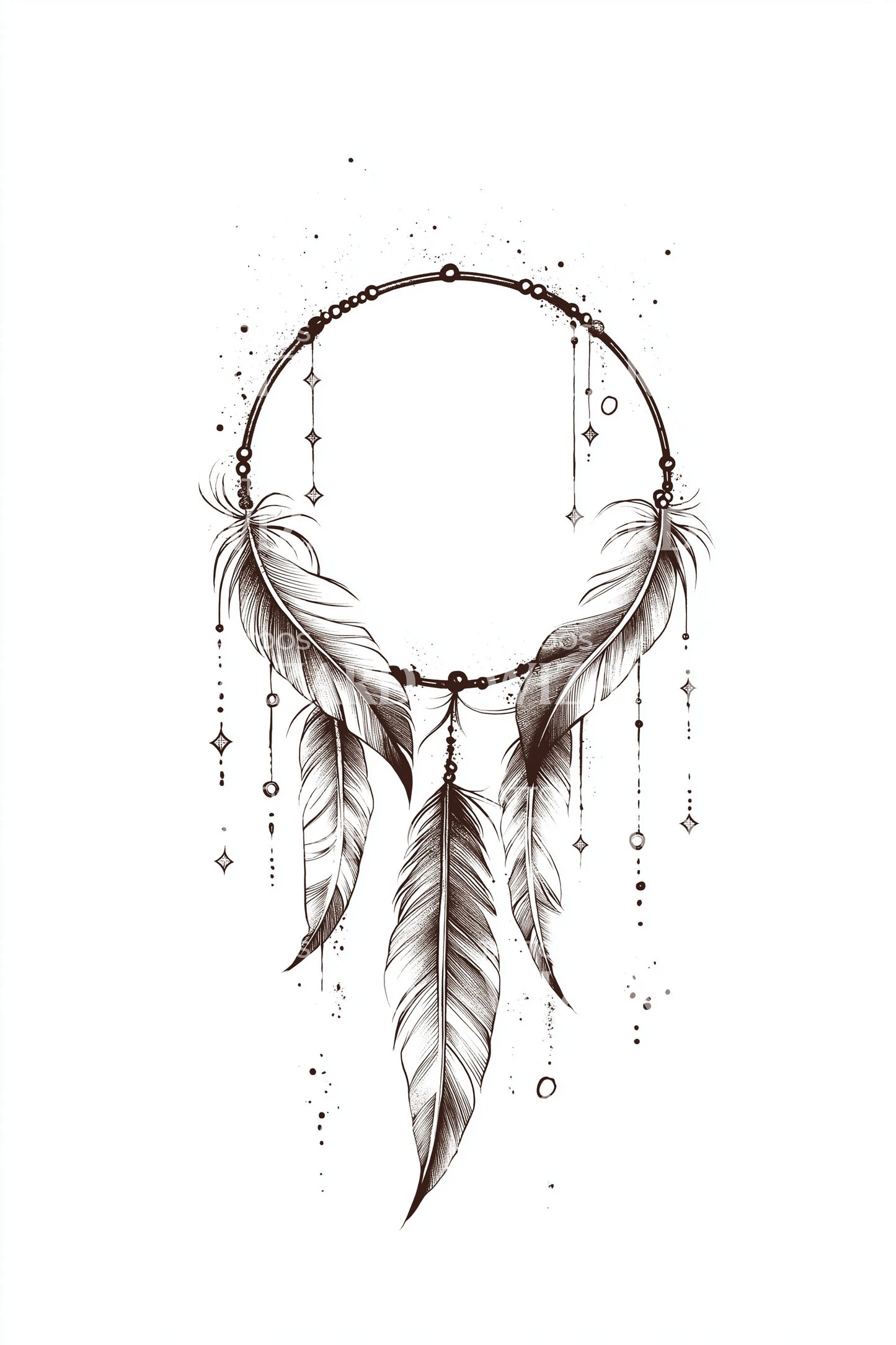Boho Feather Dreamcatcher Tattoo Design