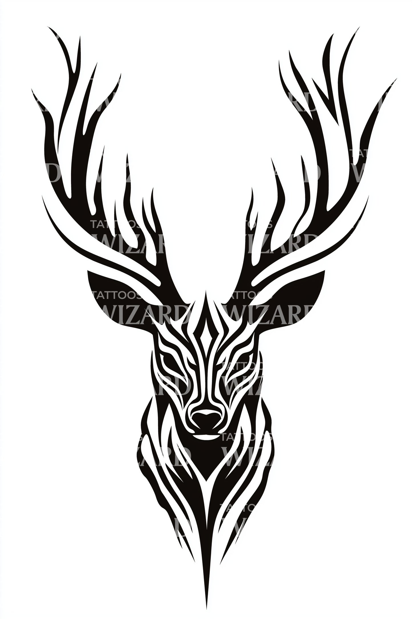 Bold Antler Deer Tattoo Design