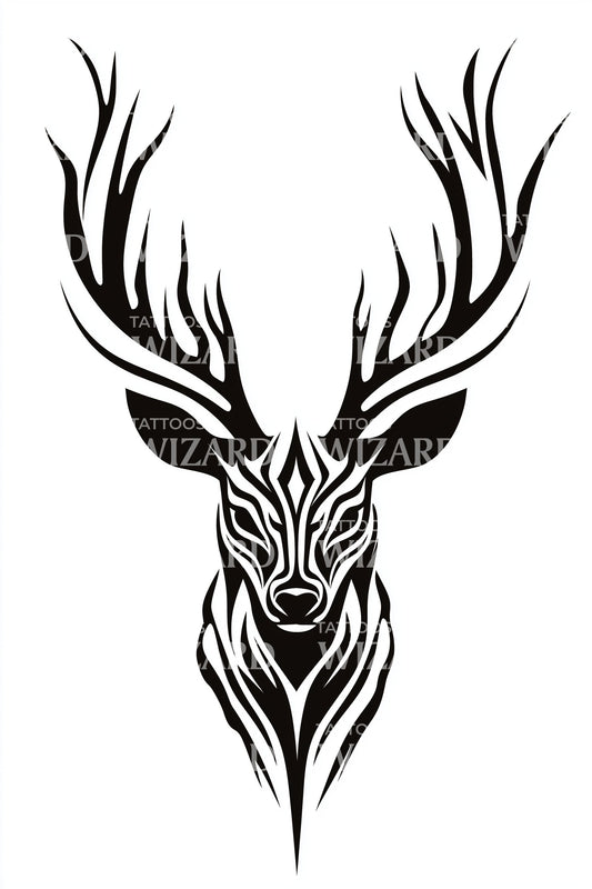Bold Antler Deer Tattoo Design