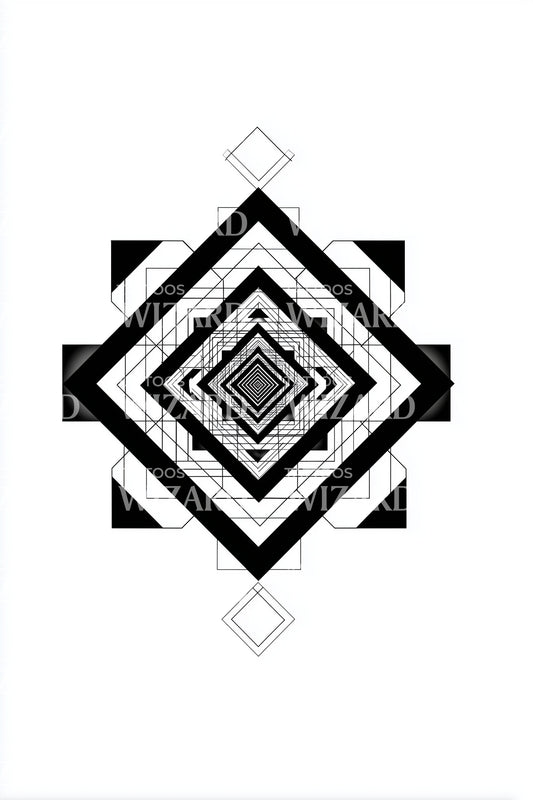 Design de Tatuagem Quadrada Asteca Ousada