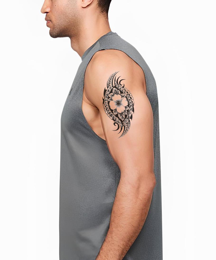 Bold Plumeria Braided Tattoo Design