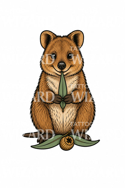 Bold Colour Quokka Tattoo Idea