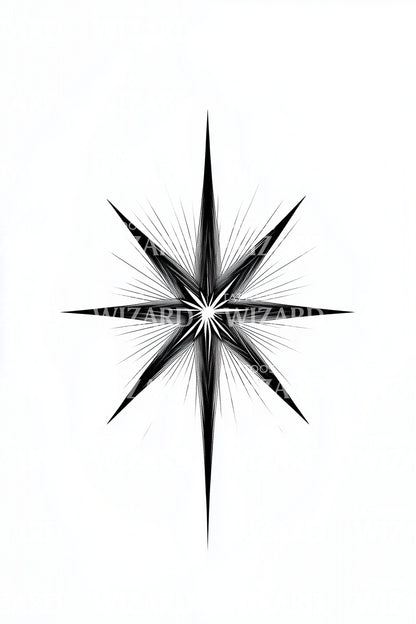 Bold Compass Star Tattoo Design