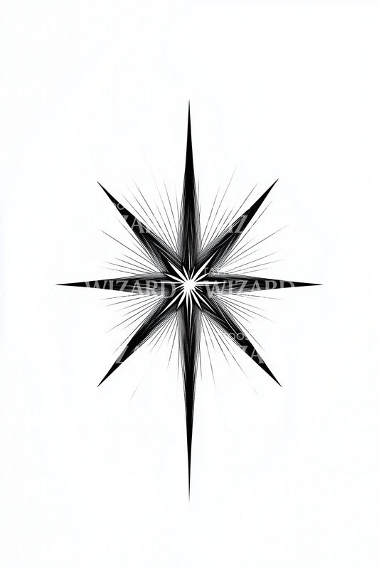 Bold Compass Star Tattoo Design