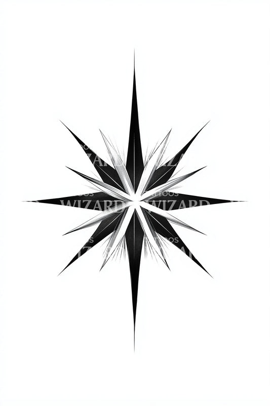大胆的罗盘星纹身设计