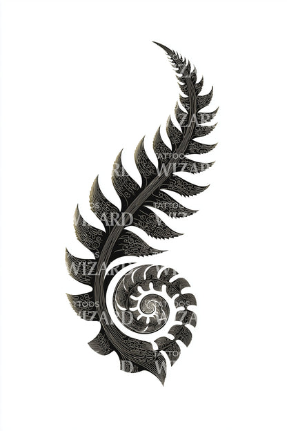 Bold Fern Spiral Tattoo Design