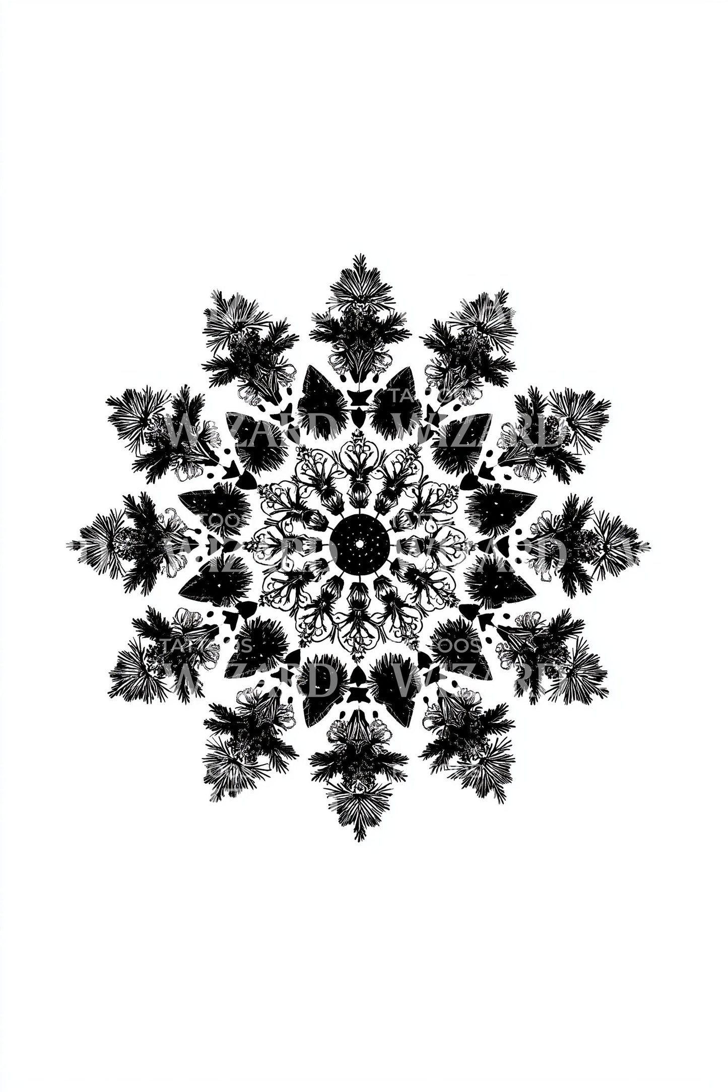Bold Geometric Snowflake Tattoo Design