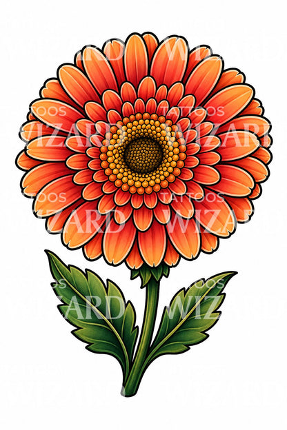 Bold Gerbera Daisy Tattoo Design