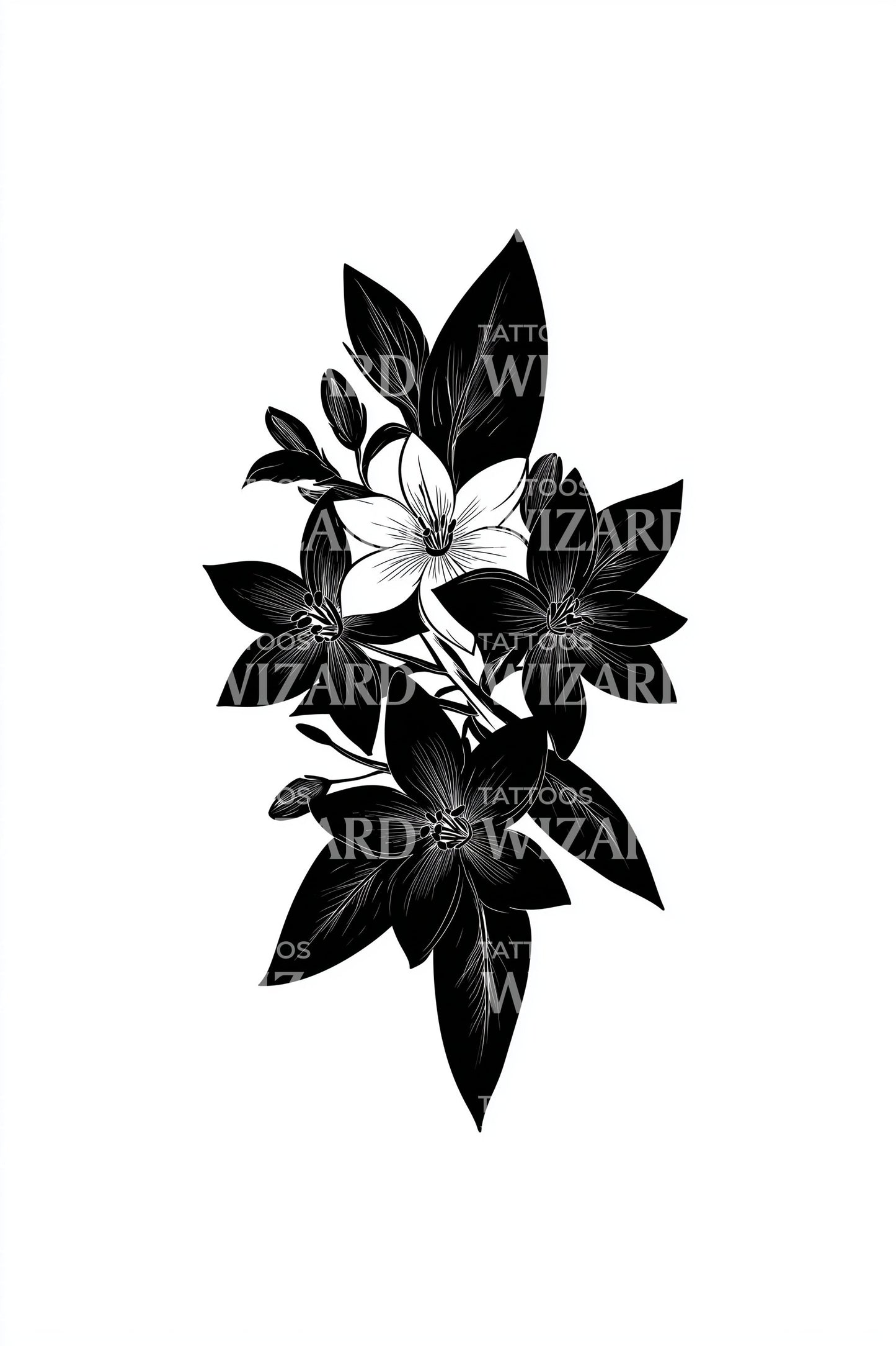 Bold Jasmine Cluster Tattoo Design