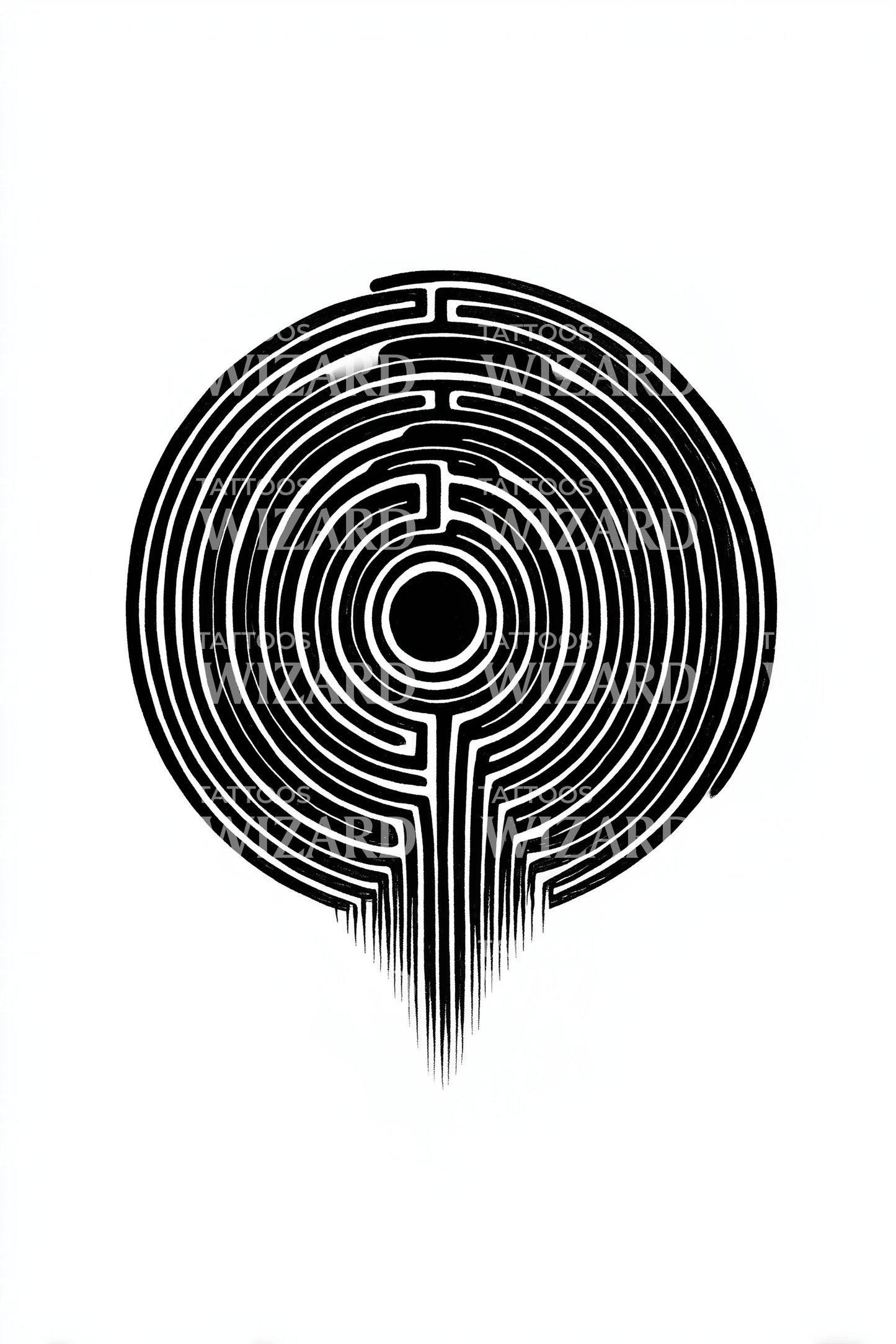 Design de Tatuagem de Anel Labirinto Ousado