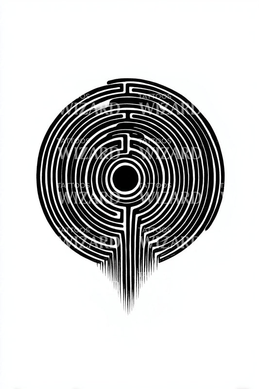 Bold Labyrinth Ring Tattoo Design