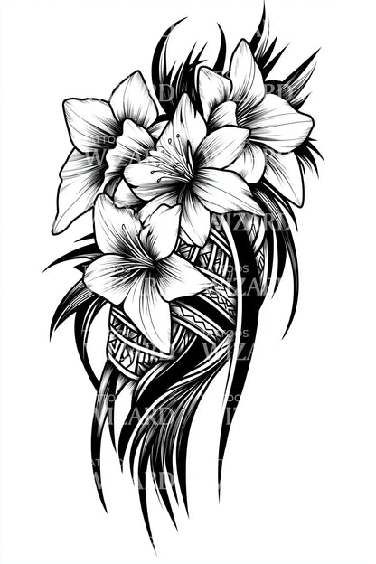 Bold Lily Bouquet Tattoo Illustration
