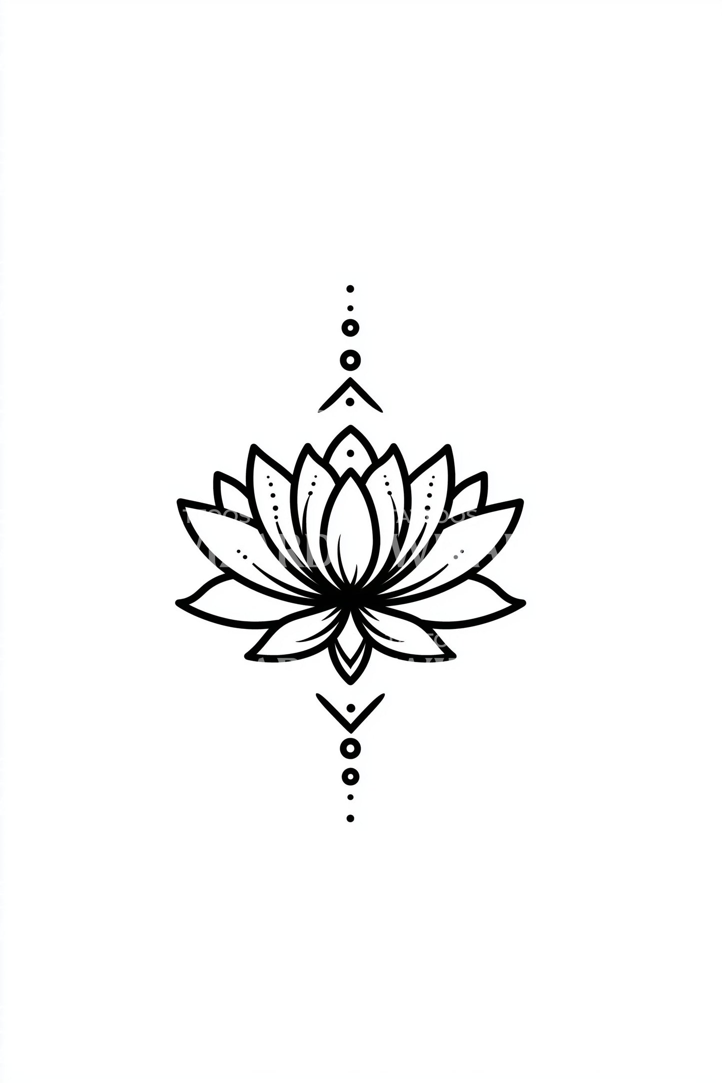 대담한 선 연꽃 타투 디자인