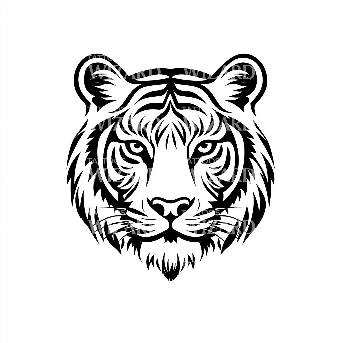 Bold Line Tiger Tattoo Illustration