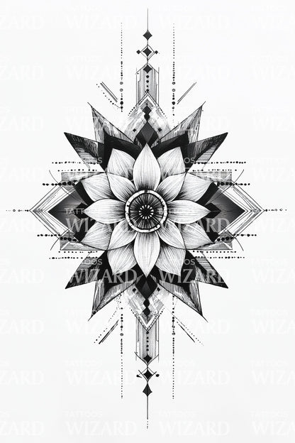 Desenho de Tatuagem Mandala de Lótus Ousada