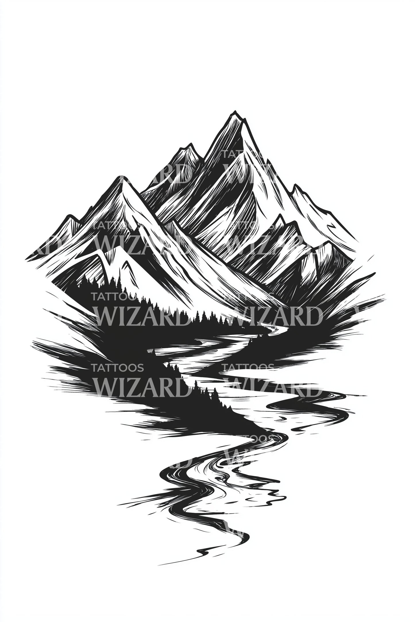 Gedurfd Berg Spiegel Tatoeage Ontwerp