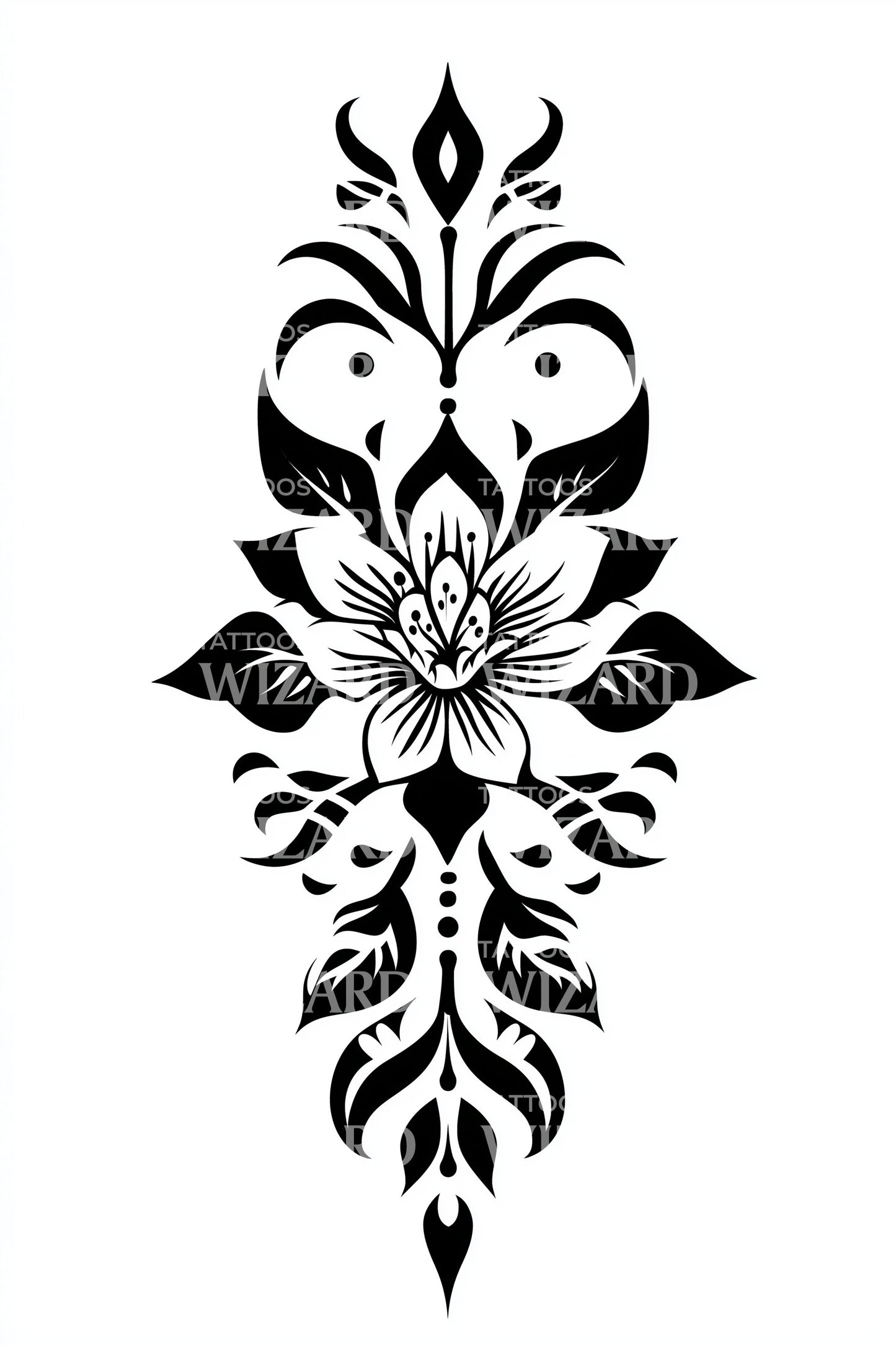 Bold Petal Crest Tattoo Idea