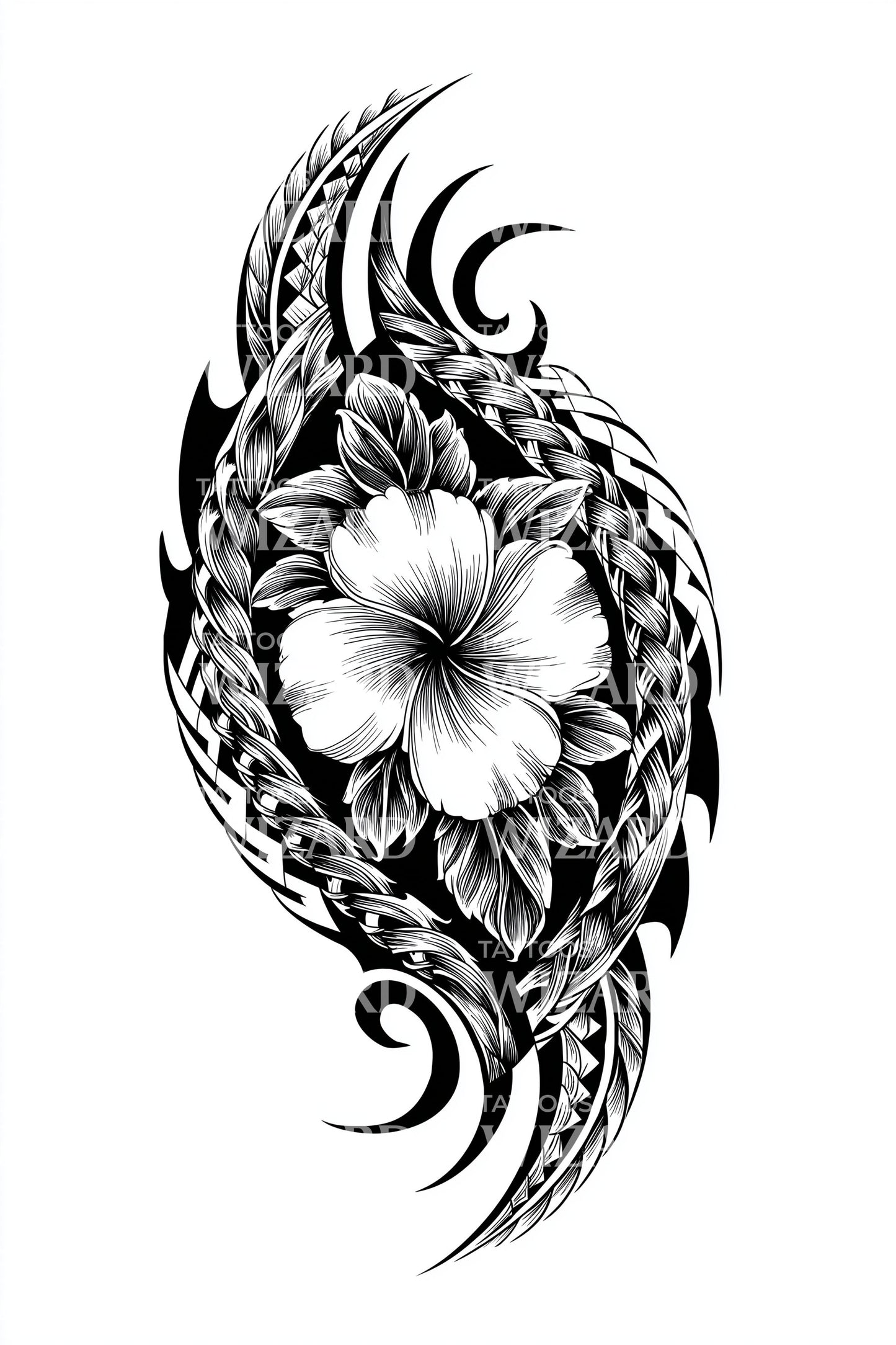 Bold Plumeria Braided Tattoo Design